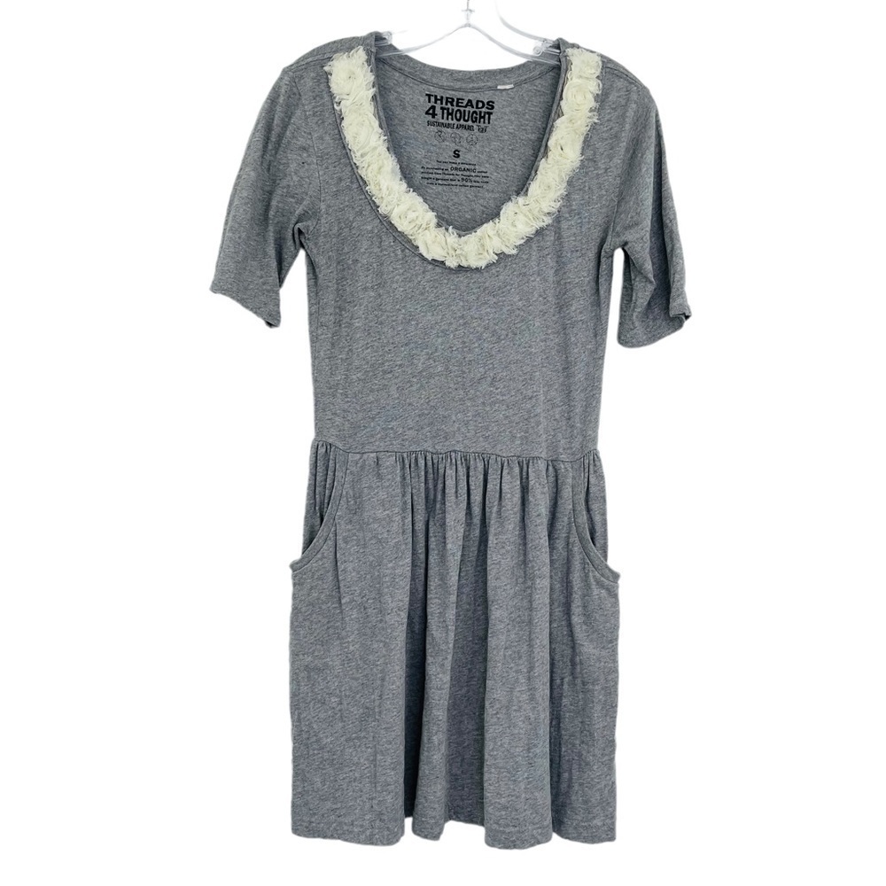 Threads‎ 4 thought organic cotton dress with pockets grey women's size Small